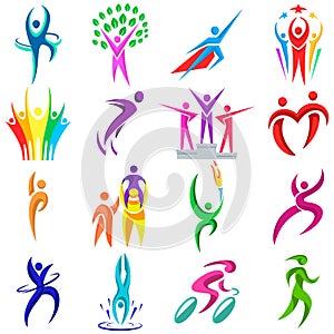 Abstract people body shapes icons modern concept human design graphic characters logo collection vector illustration