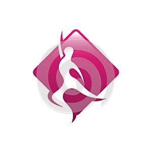 Abstract people dance on square background