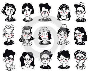 abstract people faces. vector set