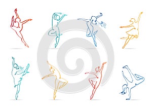 Abstract people logo design. Gym, fitness, running trainer vector colorful logo. Active Fitness, sport, dance web icon