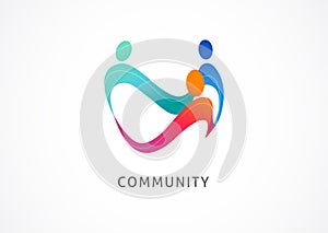 Abstract People symbol, togetherness and community concept design, creative hub, social connection icon, template and