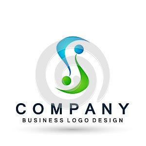 Abstract People Union Celebration Logo on Corporate Invested Business successful logo. Financial Investment Logo concept icon