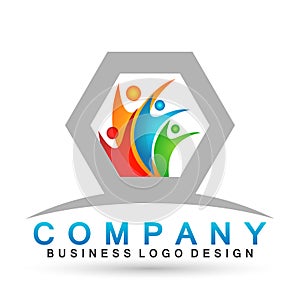 Abstract People Union Celebration Logo on Corporate Invested Business successful logo. Financial Investment Logo concept icon
