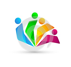 Abstract People Union team, group work Logo on Corporate Invested Business successful logo. Financial Investment Logo concept icon