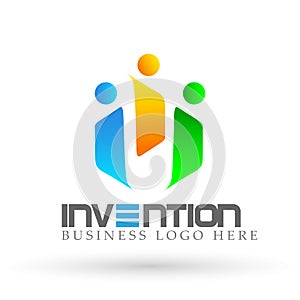 Abstract people union team work group Logo, on Corporate Invest Business Logo design. Financial Investment on white background