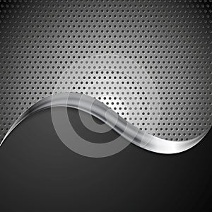 Abstract perforated metal background and steel wave