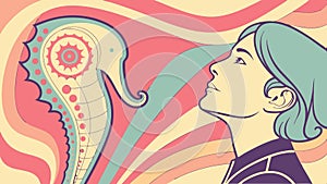 Abstract person head with sea creature nature illustration vector design Generative AI photo