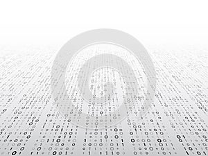 Abstract perspective binary code on a grey background. Matrix te