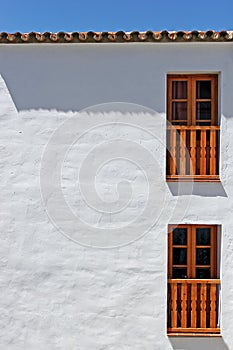 Abstract photo of a building with white walls