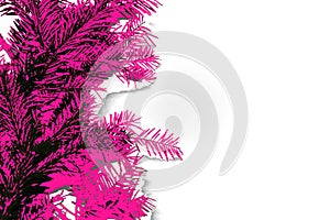 Abstract photo of coniferous branches in plastic pink color