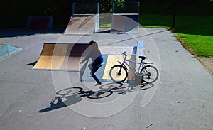 Abstract Photo Manipulation Invisible Mountain Bike Illusion Skatepark