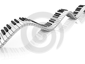 Abstract piano keyboard wave 3d rendering