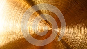 abstract picture brass plate brush metal surface gold, yellow background Circle shape, gold, yellow object design