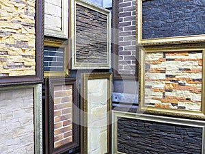 Abstract picture frames with stone brick textures