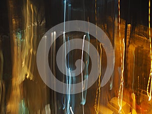 Abstract picture play with strings of light at night