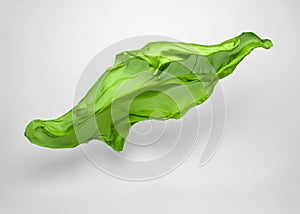 Abstract piece of green fabric flying
