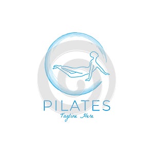 Abstract pilates Pose Logo design vector