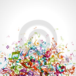 Abstract pile of colored notes vector clipart. Exploding music design with symphony melody classical and modern music.