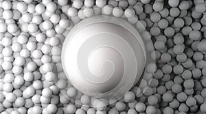 Abstract pile of white balls, sphere shape background