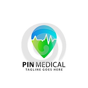 Abstract Pin Mark Medical Logos Design Vector Illustration Template