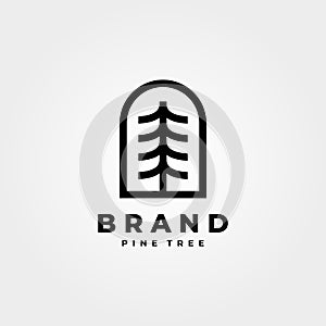 Abstract pine tree logo vector emblem minimal illustration design