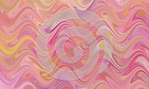 Abstract pink background with curving waves or ripples in striped wavy lines with smeared paint texture, flowing soft marbled patt photo