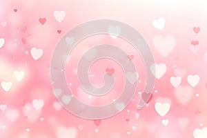 Abstract Pink background with heart shape bokeh. White pink blur lights. wallpaper Valentine day.