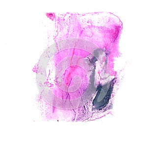 Abstract Pink, black drawing stroke ink watercolor brush water c