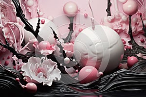 Abstract Pink and Black Fluid Art