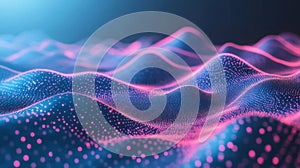 Abstract Pink And Blue Data Wave Landscape