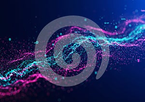 Abstract Pink Blue Data Wave Particle Flow