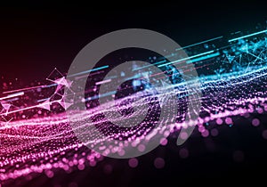 Abstract Pink Blue Digital Data Network Background