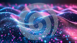 Abstract Pink and Blue Digital Wave Background