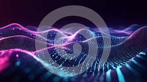 Abstract Pink Blue Digital Wave Background