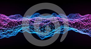 Abstract Pink Blue Digital Wave Background