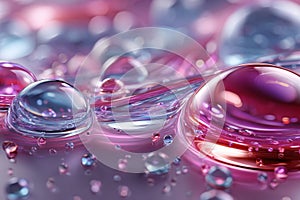 Abstract Pink and Blue Liquid Bubbles Background
