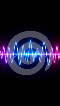 Abstract Pink Blue Neon Waveform on Black Background