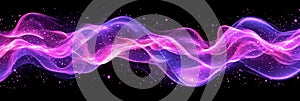 Abstract Pink, Blue, and Purple Light Wave With Glowing Particles on a Black Background