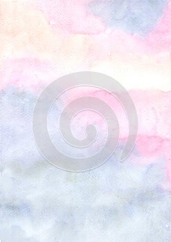 Abstract pink, blue and purple watercolor background.