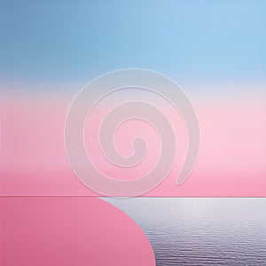 Abstract Pink And Blue Sky: Minimalist Surrealism With Mediterranean Landscapes
