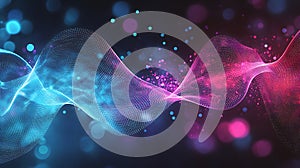 Abstract Pink and Blue Wave Energy Flow Design Background