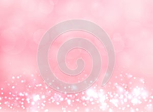 Abstract pink blurred light background with bokeh and glitter e
