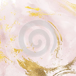 Abstract pink Blurred texture with gols splatters pastel tone lights background