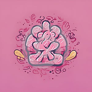 abstract pink bow ribbin doodle icon
