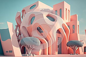 Abstract pink building