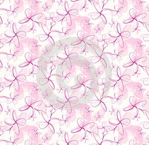 Abstract pink butterflys seamless vector pattern on a light background