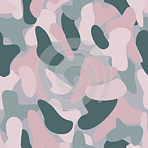 Abstract pink camouflage seamless pattern. Camo pattern background