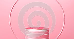 Abstract pink color product stage background or podium pedestal display on concept art room with studio showcase backdrop. 3D