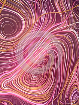 Interlacing abstract pink colored curves. Computer generated geometric pattern. 3D rendering