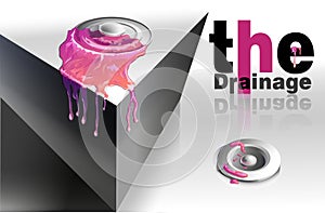 Abstract pink drain fluid substance with text